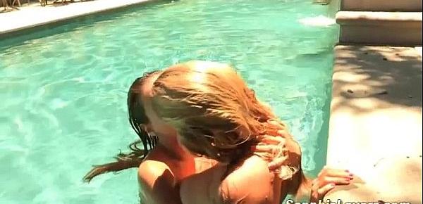  Awesome lesbian sex in the pool